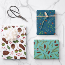 Christmas Pine Cones and Branches Watercolor