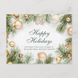 Christmas Pine Cones Branch Rustic Greeting Postcard