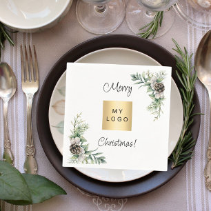 Christmas pine cones brand colour business logo napkin