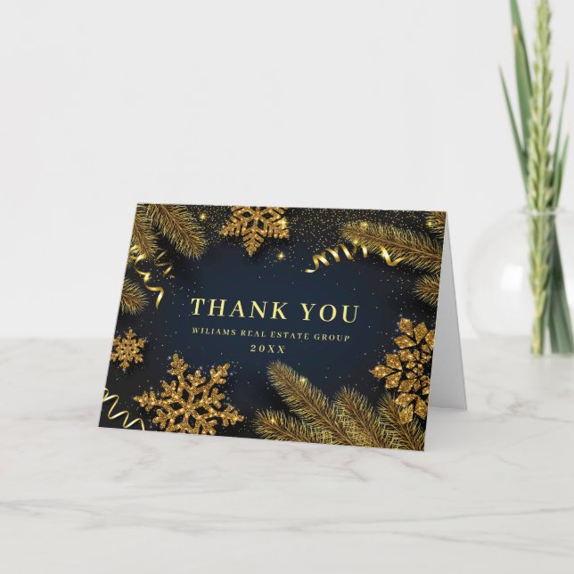 Christmas Pine Cones Corporate Holiday Thank You Card (Front)