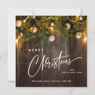 Christmas Pine Cones Corporate Rustic Greeting Holiday Card