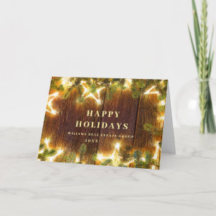 Christmas Pine Cones Corporate Rustic Greeting Holiday Card