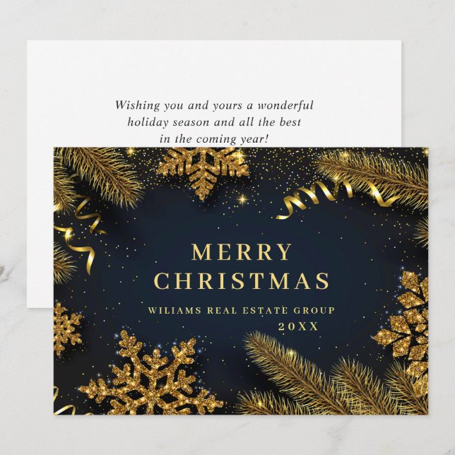 Christmas Pine Cones Corporate Rustic Greeting Holiday Card (Front/Back)