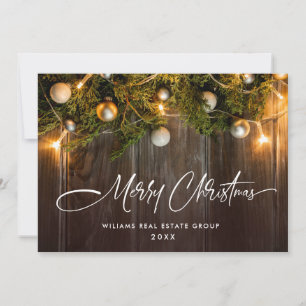 Christmas Pine Cones Corporate Rustic Greeting Holiday Card