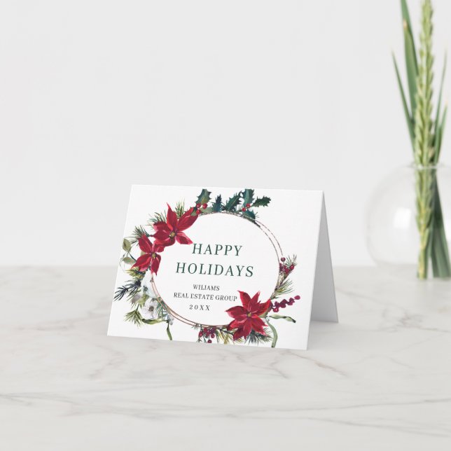 Christmas Pine Cones Corporate Rustic Greeting Holiday Card (Front)