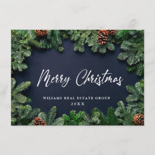 Christmas Pine Cones Corporate Rustic Greeting Holiday Card