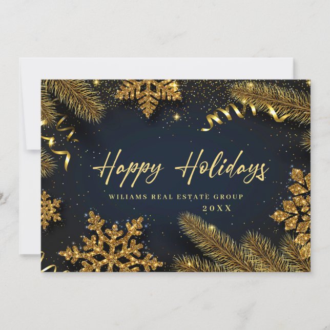 Christmas Pine Cones Corporate Rustic Greeting Holiday Card (Front)