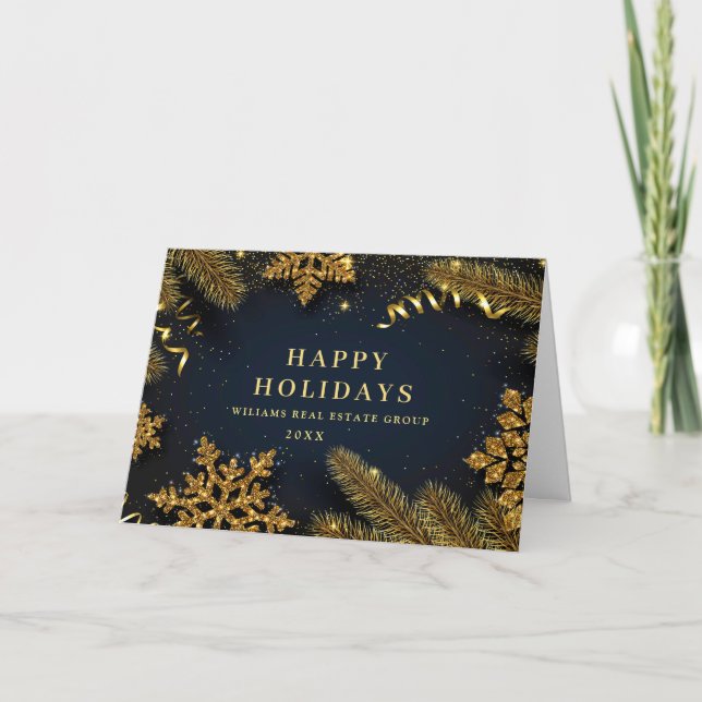 Christmas Pine Cones Corporate Rustic Greeting Holiday Card (Front)