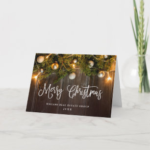 Christmas Pine Cones Corporate Rustic Greeting Holiday Card
