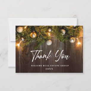 Christmas Pine Cones Corporate Rustic Holiday Thank You Card