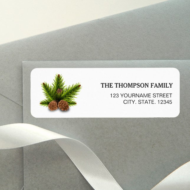 Christmas Pine Cones | Elegant Return Address Label (Creator Uploaded)