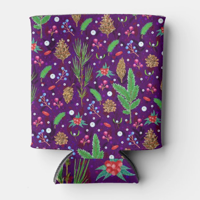 Christmas Pine Cones: Festive Seamless Can Cooler (Front)
