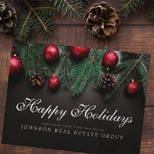 Christmas Pine Cones Happy Holidays Greeting Postcard