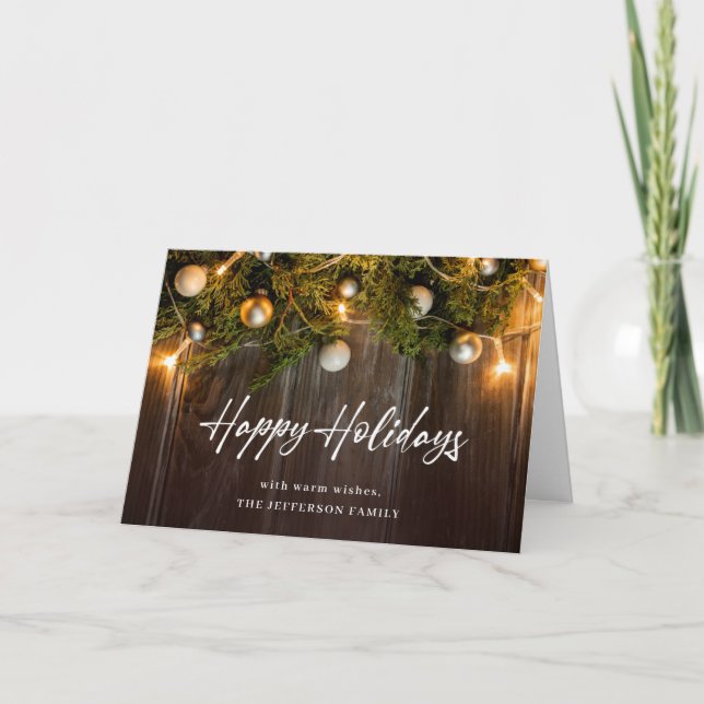 Christmas Pine Cones Rustic Greeting Holiday Card (Front)