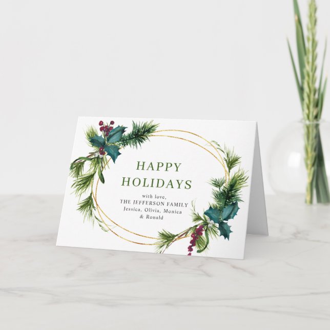 Christmas Pine Cones Rustic Greeting Holiday Card (Front)