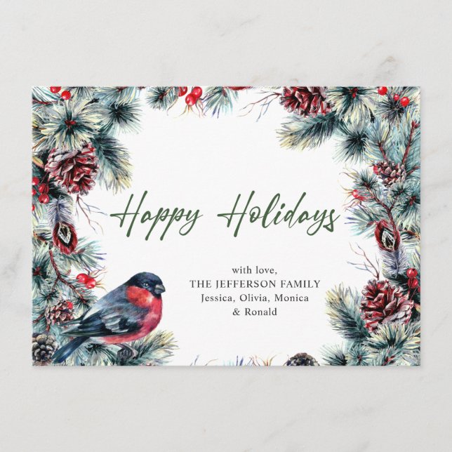Christmas Pine Cones Rustic Greeting Holiday Card (Front)