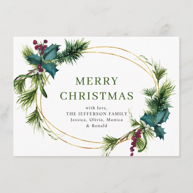 Christmas Pine Cones Rustic Greeting Holiday Card (Front)