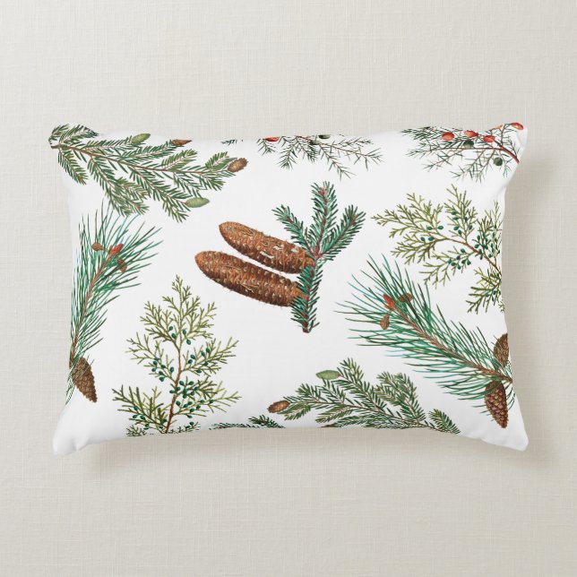Christmas Pine Conifer Forest Festive  Decorative Cushion (Front)