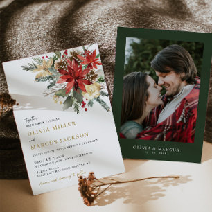 Christmas Pine Floral Winter Wedding Invitation