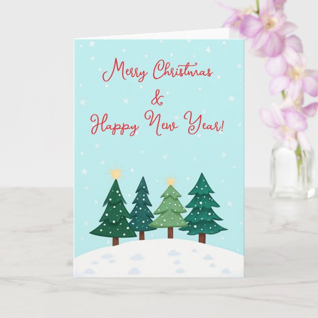 Christmas Pine  Forest Tree Merry Christmas Card (Orchid)