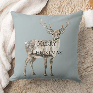 Christmas Pine Green Rustic Deer Cushion
