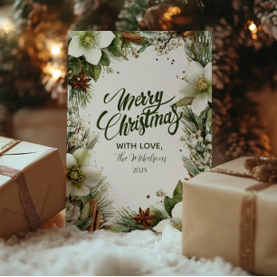 Christmas Pine Greenery Elegance Holiday Card