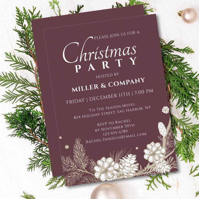 Christmas Pine Modern Corporate Christmas Party Invitation (Creator Uploaded)