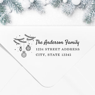 Christmas Pine Ornaments Custom Family Name Self-inking Stamp