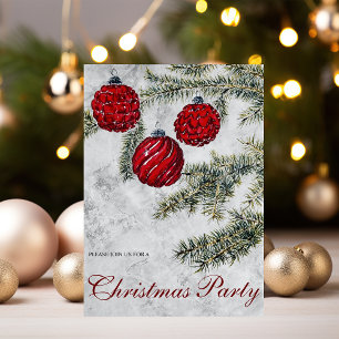 Christmas Pine Ornaments Holiday Party Invitation