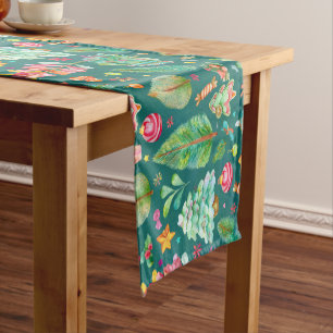 Christmas pine pattern short table runner