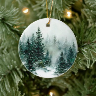 Christmas Pine Snowy Trees Ornament