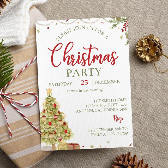 Christmas Pine Tree Birthday Party Invitation (Creator Uploaded)