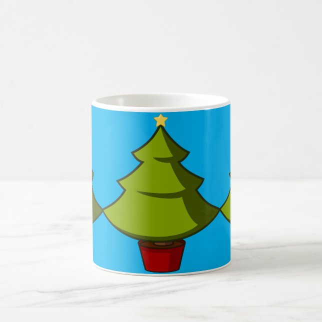Christmas Pine Tree  Blue&White Coffee Mug (Center)