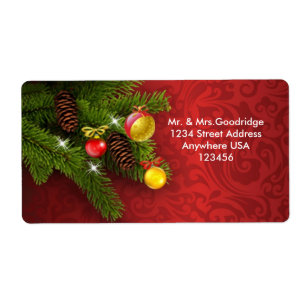 Christmas pine tree, cones and baubles