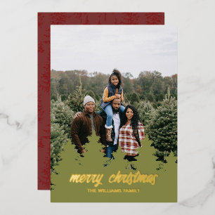 Christmas Pine Tree Foil Holiday Card