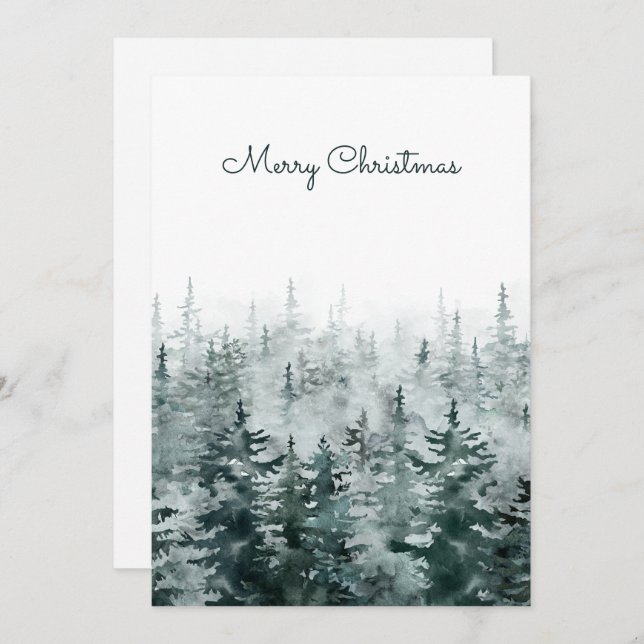christmas pine tree forest  holiday card (Front/Back)