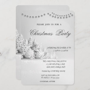 Christmas Pine Tree Forest,Lights Christmas Party Invitation