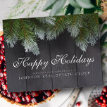 Christmas Pine Tree Happy Holidays Greeting Postcard<br><div class="desc">Your business logo can be added

Available here:
http://www.zazzle.com/selectpartysupplies</div>