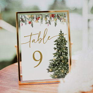 Christmas Pine Tree Lights Wedding Table Numbers
