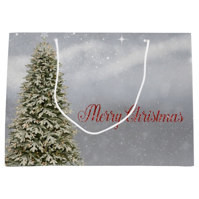 Christmas Pine Tree,Merry Christmas Large Gift Bag (Front)