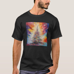 Christmas pine tree oil colourful paint school new T-Shirt
