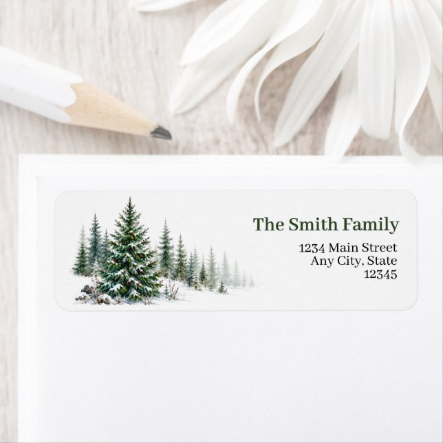 Christmas Pine Tree Return Address Labels Custom (Insitu)