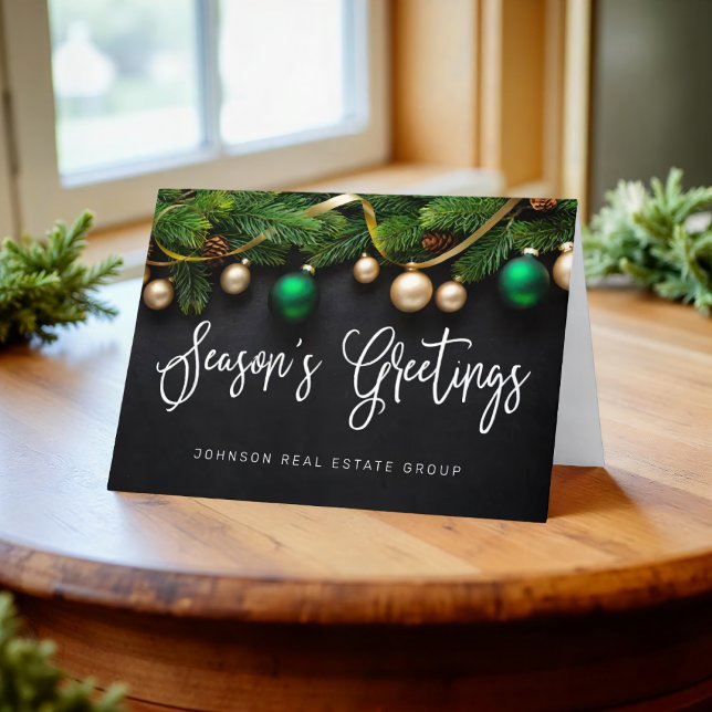 Christmas Pine Tree Season's Greetings Business Holiday Card (Creator Uploaded)