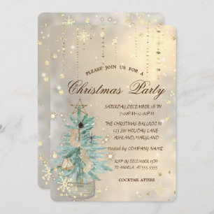 Christmas Pine Tree,Star,Snowflakes Christmas  Invitation