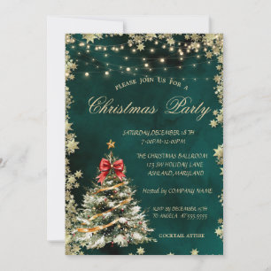 Christmas Pine Tree,Stars Green Christmas Company  Invitation