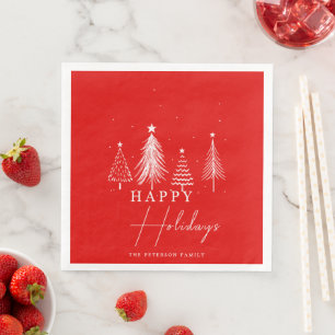 Christmas Pine Tree Vector Happy Holidays  Napkin