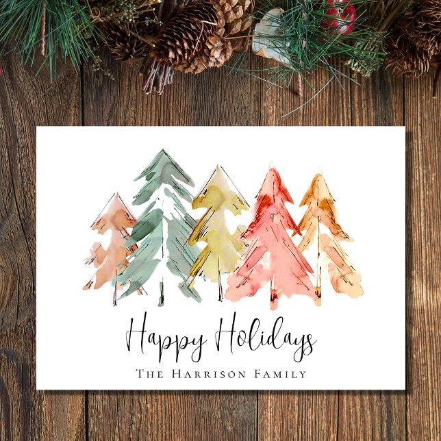 Christmas Pine Tree Watercolor Holiday Card (Spread the love and joy of the season with your friends and family near and far)
