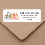 Christmas Pine Tree Watercolor Return Address Return Address Label<br><div class="desc">Simple and elegant return address labels for your holiday correspondence featuring a beautiful watercolor abstract of pine trees in muted sage green,  red,  gold and orange and your name and address in simple modern typography.</div>