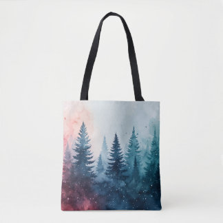 Christmas Pine Tree  Watercolor Tote Bag