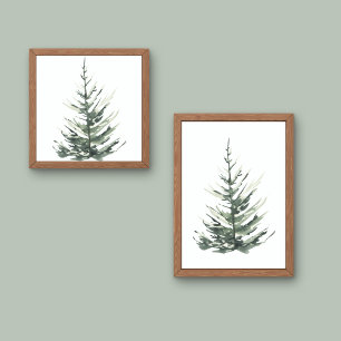 Christmas pine tree watercolour  poster